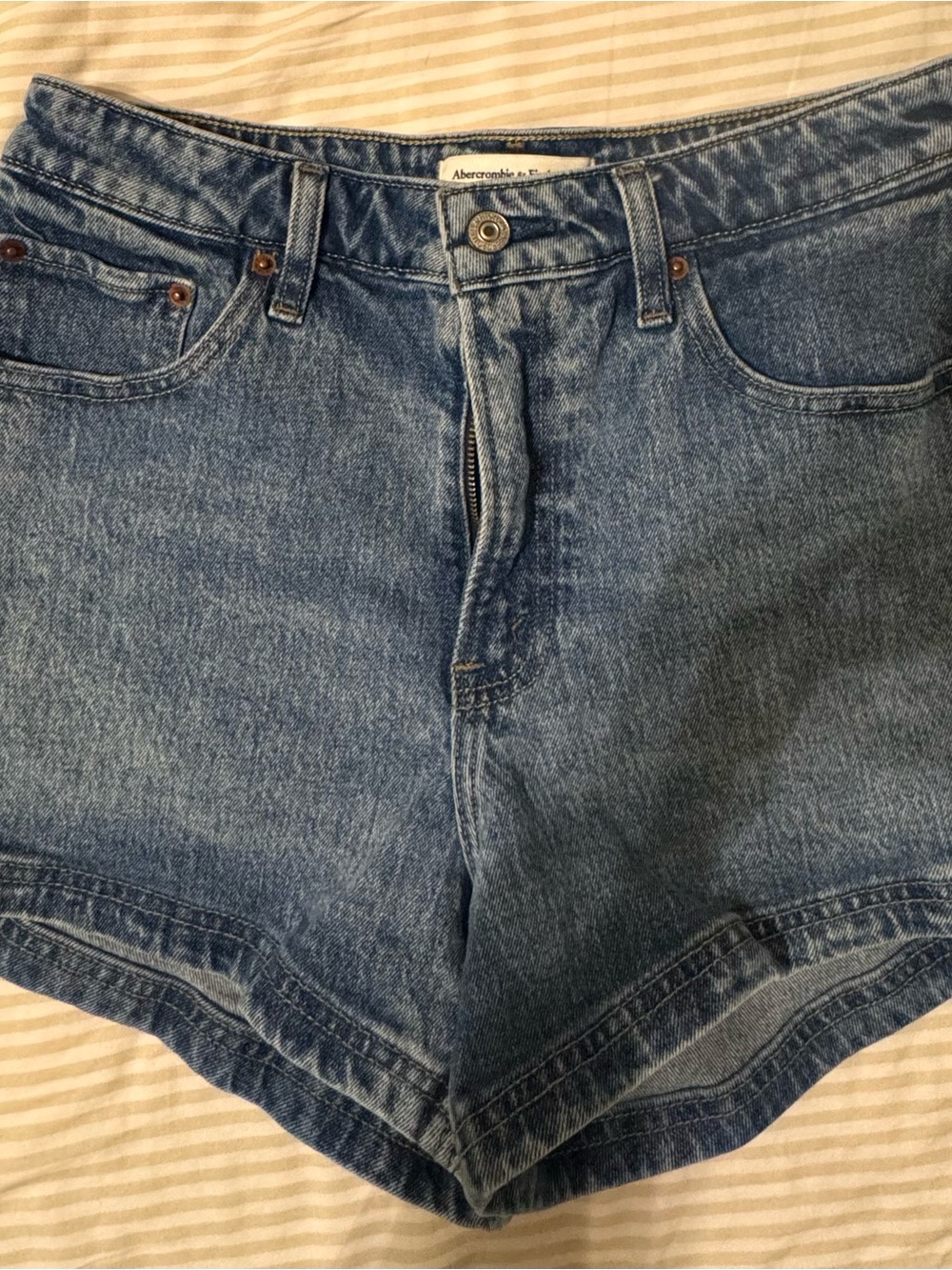 Abercrombie & Fitch Women's Denim High-Rise Shorts - Light Blue